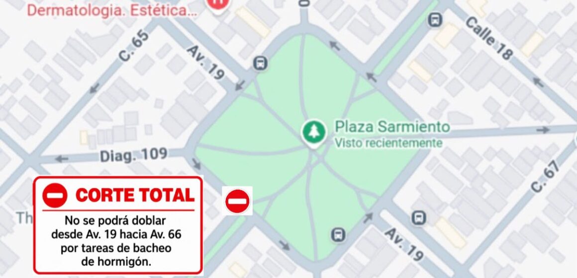 Por trabajos de bacheo, disponen un corte de tránsito en 66 y 19