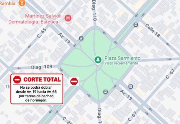 Por trabajos de bacheo, disponen un corte de tránsito en 66 y 19