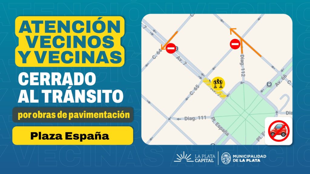 Cortes de tránsito en el perímetro de Plaza España por obras de pavimentación